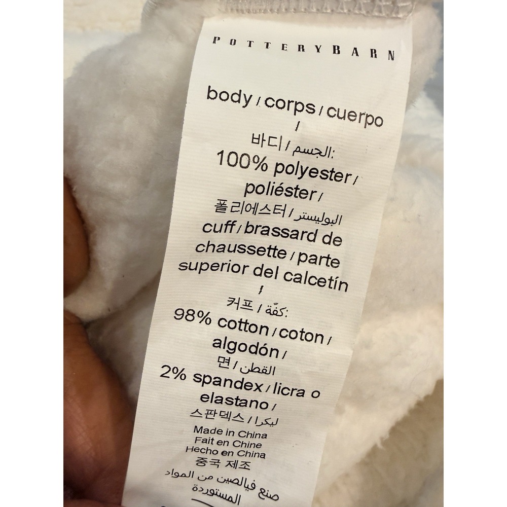 Pottery Barn Coziest Teddy Robe Small Ivory White Hooded Plush Fleece Belted - Picture 8 of 10